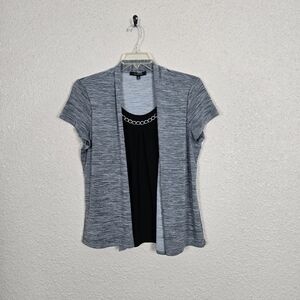 Liz McCoy Womens Gray Short Sleeve Blouse Size XL New #2A8050